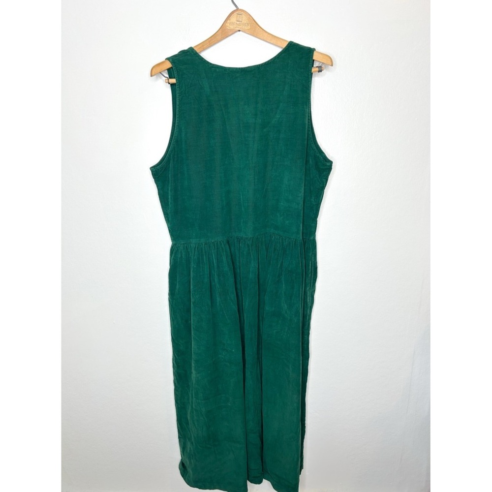 Vintage 90s Eddie Bauer Women's Green Corduroy Sleeveless Midi Dress Medium M - Picture 6 of 6